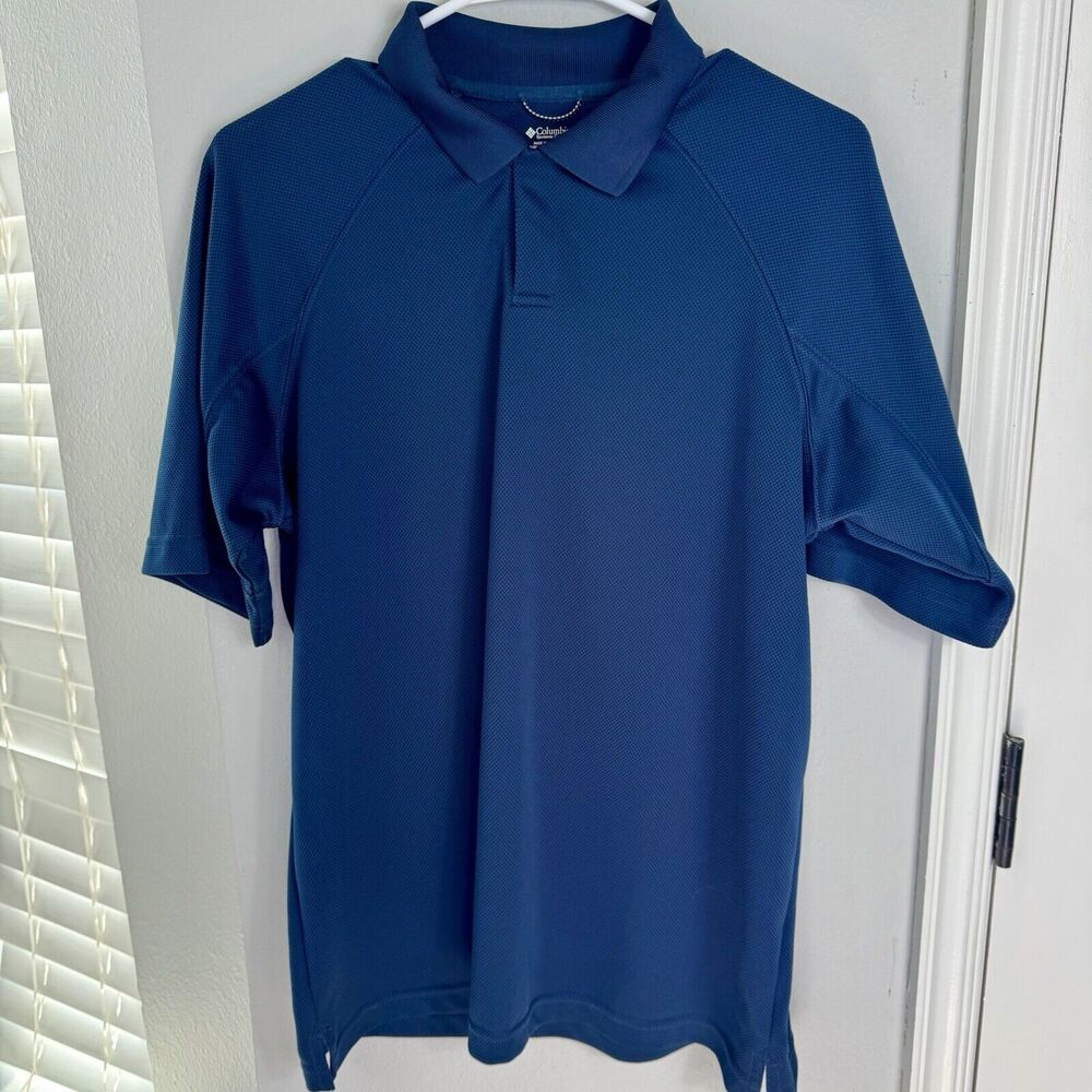 Columbia Men's Blue Polo Shirt Size‎ Medium Embroidered Sleeve Outdoor Hiking